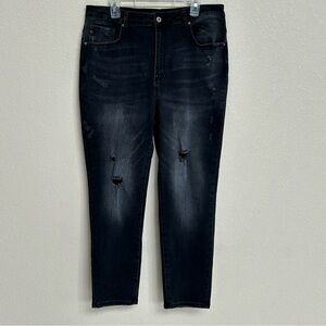 RISEN Jeans Distressed Black Denim Ankle Skinny Style XRDP1004 Women’s Size 2XL
